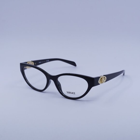 Versace VE3372U GB1 Eyeglasses Shiny Black 54mm Cat Eye Frame